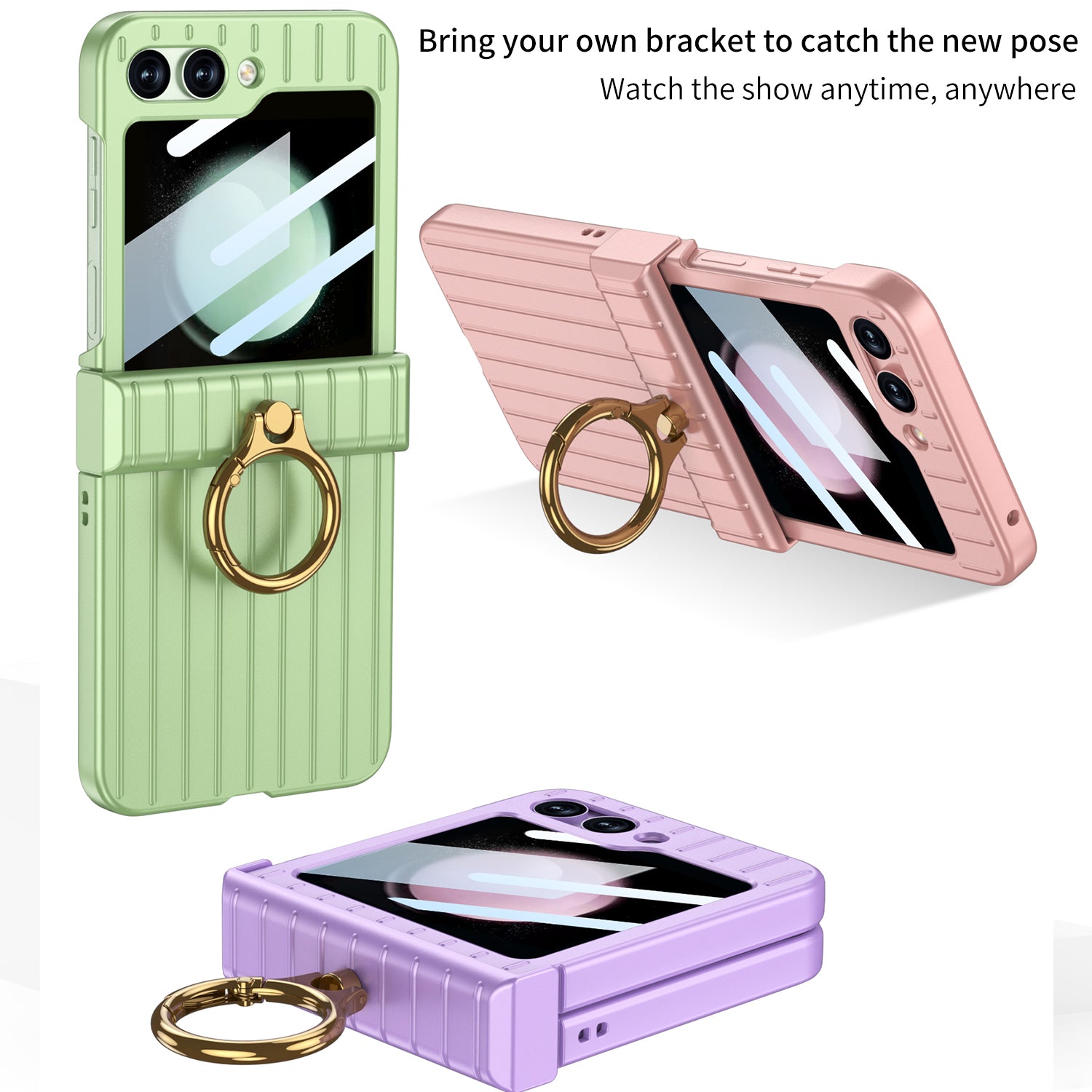 GKK Hinge Protection Phone Case for Samsung Galaxy Z Flip5 5G Suitcase Style Anti-Drop Hard PC Phone Cover with Small Screen Film GKK Hinge Protection Phone Case for Samsung Galaxy Z Flip5 5G Suitcase Style Anti-Drop Hard PC Phone Cover with Small Screen Film